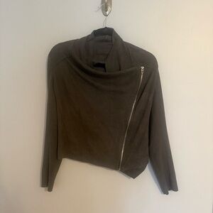 XS BlankNYC Gray Suede Moto Zip-Up Jacket
